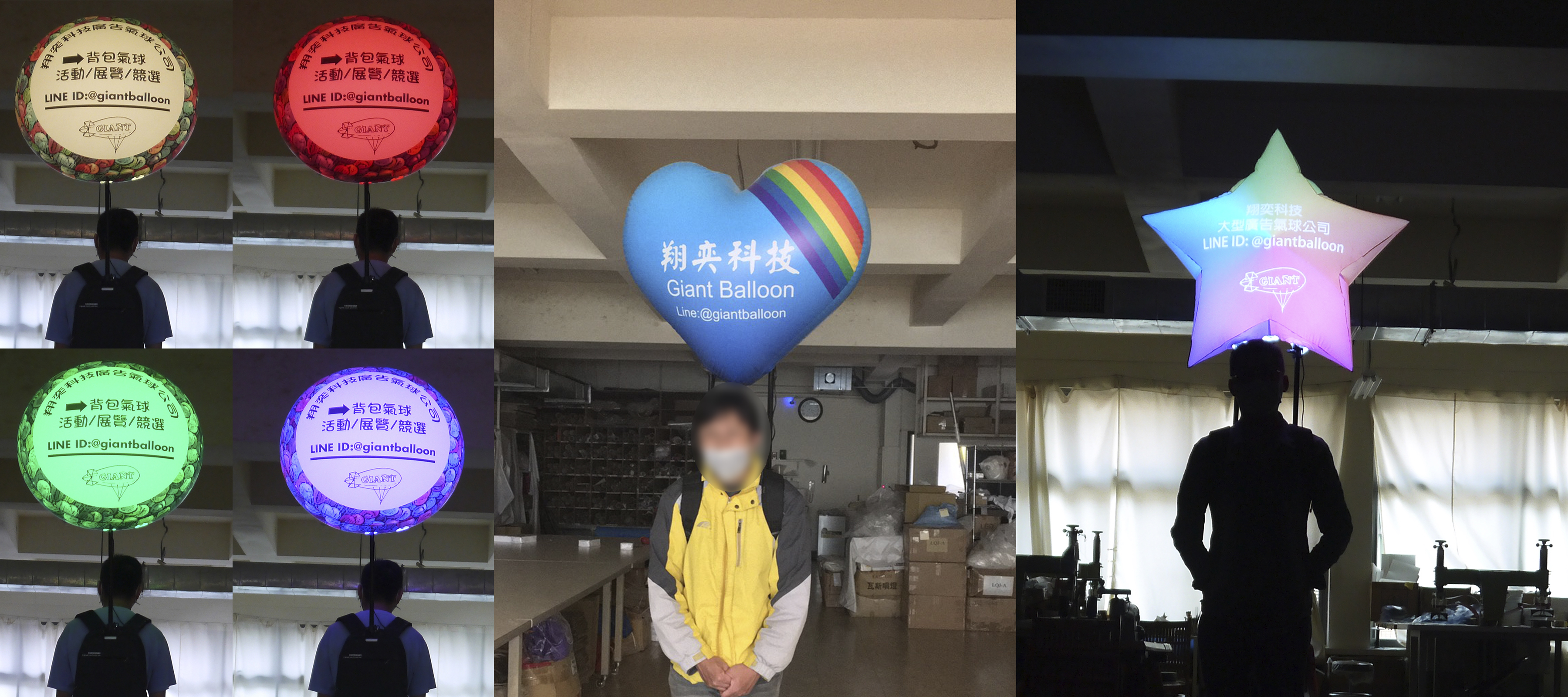 Advertising balloon with backpack