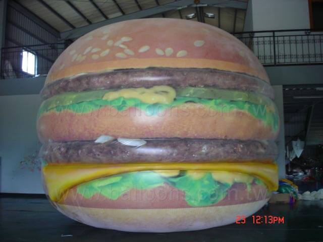 Helium filled printed hamburger balloon立體起司全電噴漢堡空飄廣告氣球