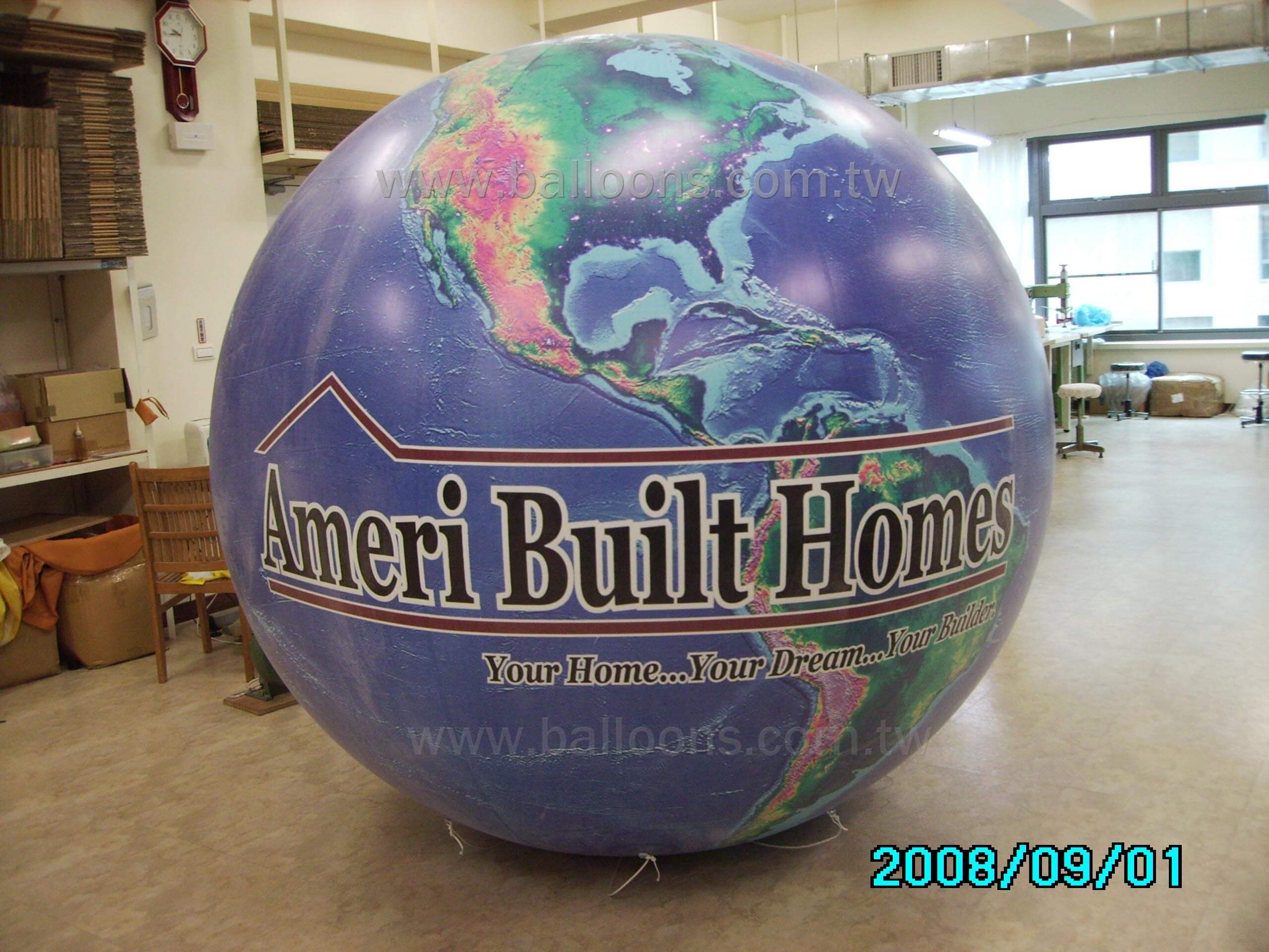 Inflatable printed globe balloon全彩電噴地球圖案廣告氣球